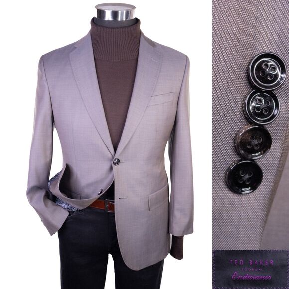 Ted Baker Blazer 38XS Brown Wool Endurance Jay CT Two Button Sport Coat Jacket